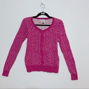 Levi’s Pink Polka Dot Cardigan Women’s Small 100% Cotton Lightweight Sweater